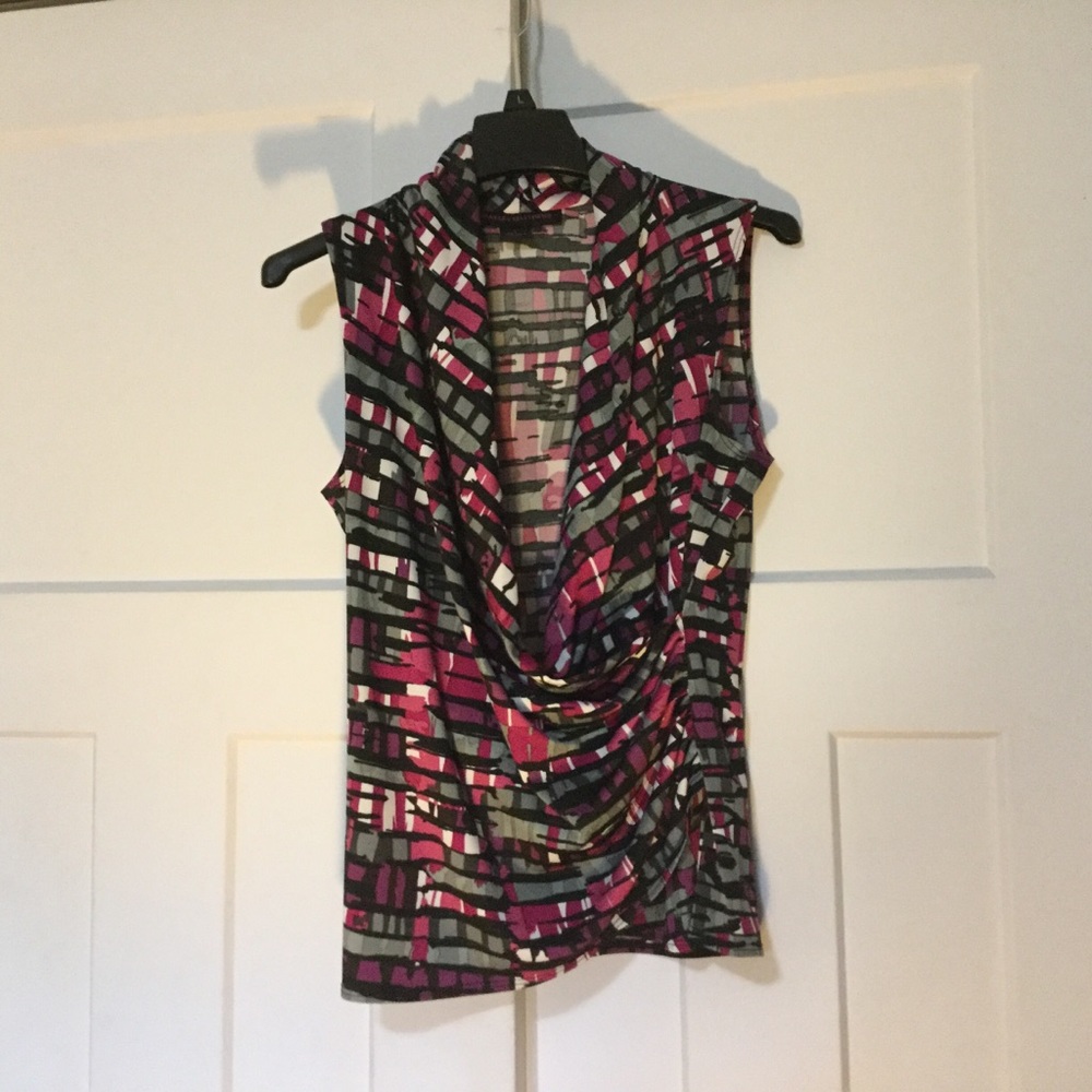 Purple Sleeveless V Neck Blouse